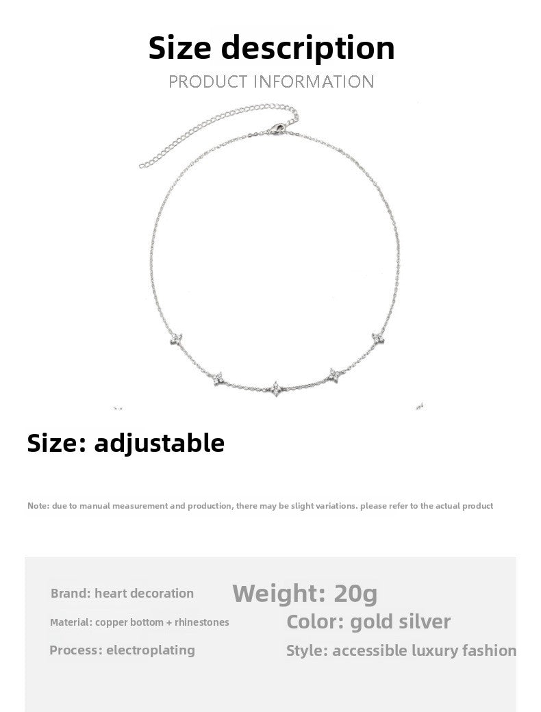 Silver Alloy Flowers Necklace With Rhinestones Pendant On Cable Chain For Women
