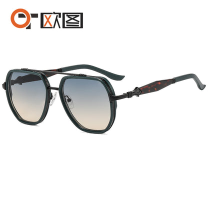 Men's Square Full Frame Sunglasses With PC Lens Material In Dyed Black For Spring And Summer