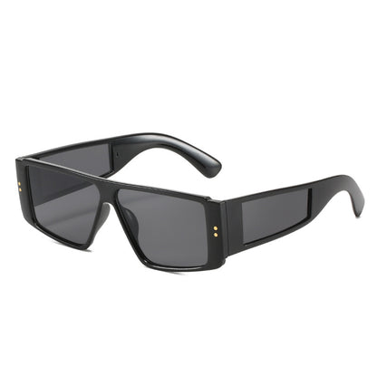 Unisex Square Full Frame Sunglasses With PC Lens Material In Dyed Black, Perfect For Summer