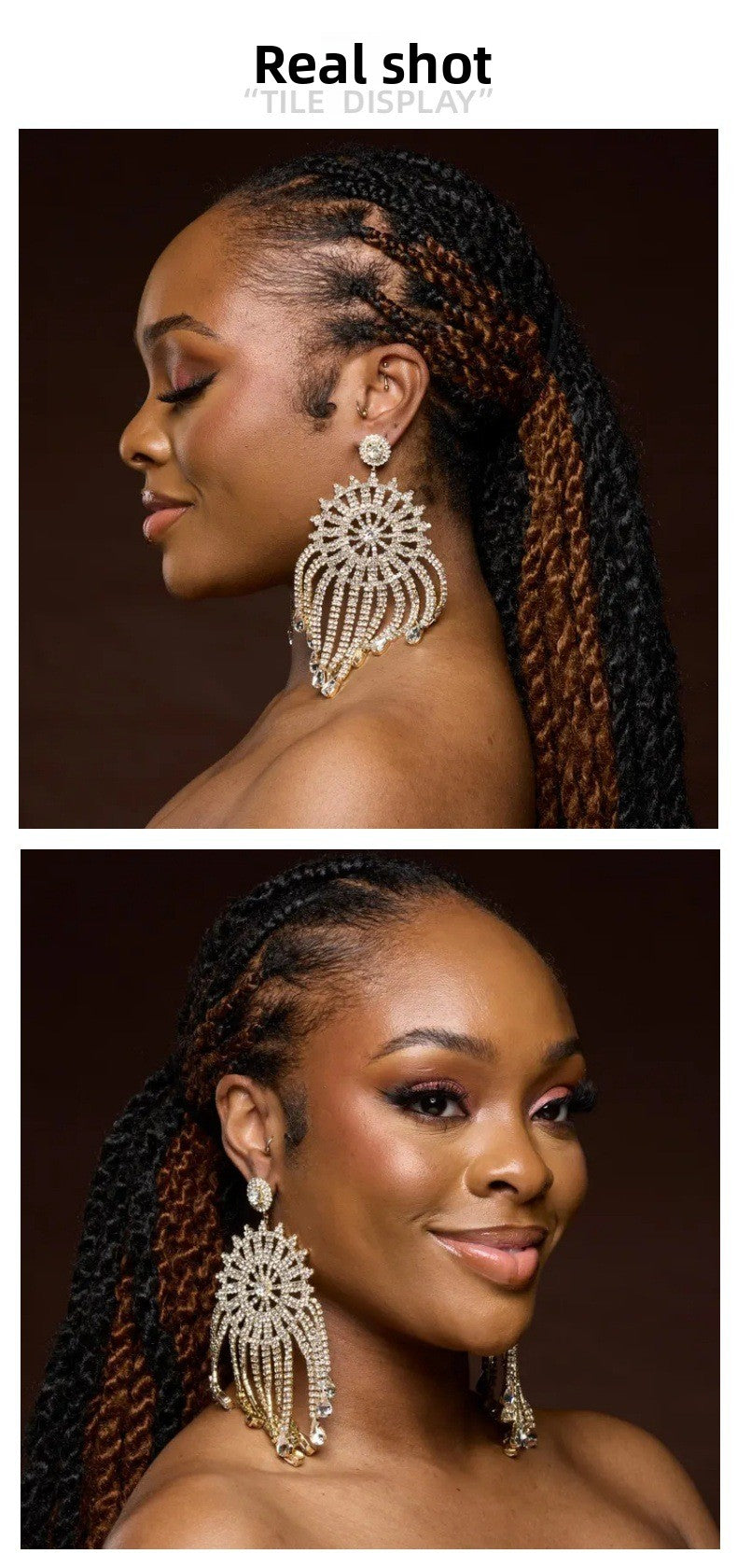 Exaggerated Silver Tassel Earrings For Women With Rhinestones In Alloy Craft