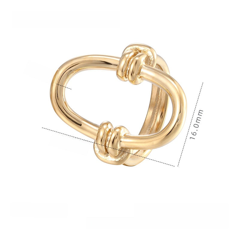 Simple Style Oval Titanium Steel Ring For Women In Gold, Perfect For Winter Wear