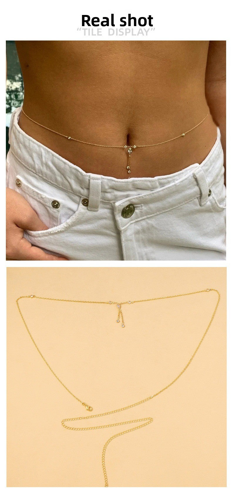 Simple Style Metal Waist Chain For Women Featuring Water Droplets Design In Gold