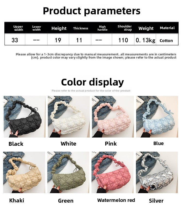 Women’s Cotton Underarm Bag Featuring Cloud Shape And Embroidery With Single Shoulder Strap