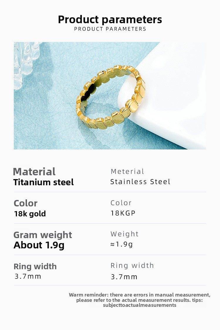 Geometric Waterproof Non Tarnish Rings For Women In Titanium Steel With 18K Real Gold Electroplated Plating