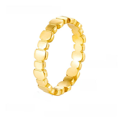 Geometric Waterproof Non Tarnish Rings For Women In Titanium Steel With 18K Real Gold Electroplated Plating