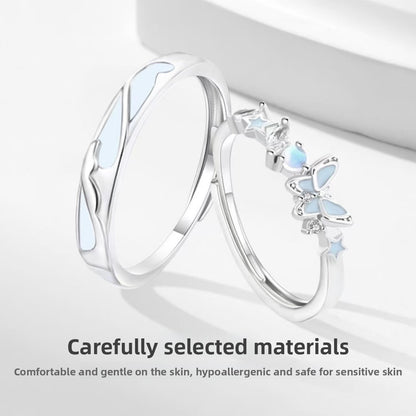 Butterfly Couple Rings In Copper Featuring Waterproof Non Tarnish Electroplated Craft With Sweet Style