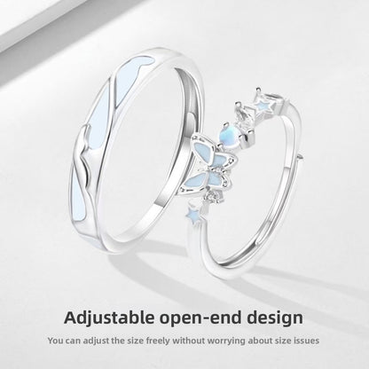 Butterfly Couple Rings In Copper Featuring Waterproof Non Tarnish Electroplated Craft With Sweet Style