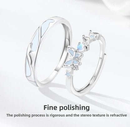Butterfly Couple Rings In Copper Featuring Waterproof Non Tarnish Electroplated Craft With Sweet Style