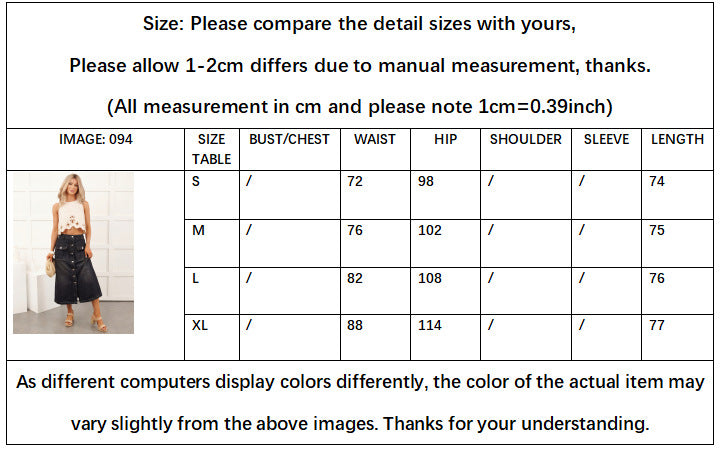Solid Color Slim Hip Skirt In Denim Cotton With Front Button, Vintage Style For Spring