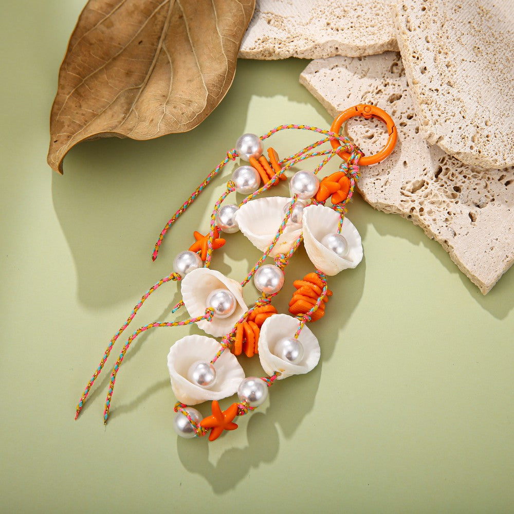 Knitted Shell Bag Pendant In Colour Featuring Vacation Style