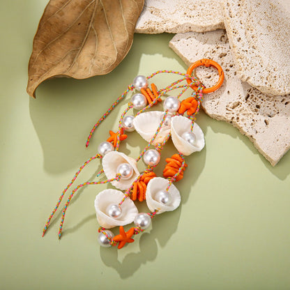 Knitted Shell Bag Pendant In Colour Featuring Vacation Style