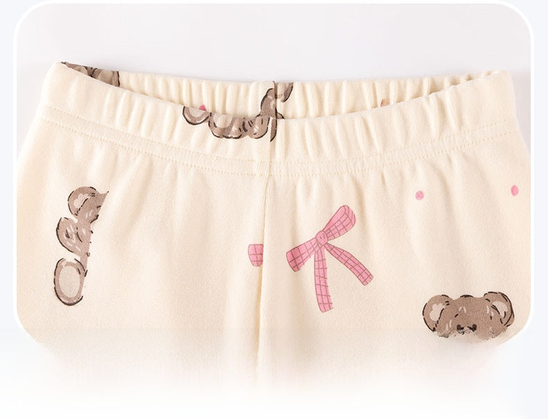 Cute Cartoon Children's Home Clothes Set In Soft Cotton With Round Neck And Long Sleeves For Autumn