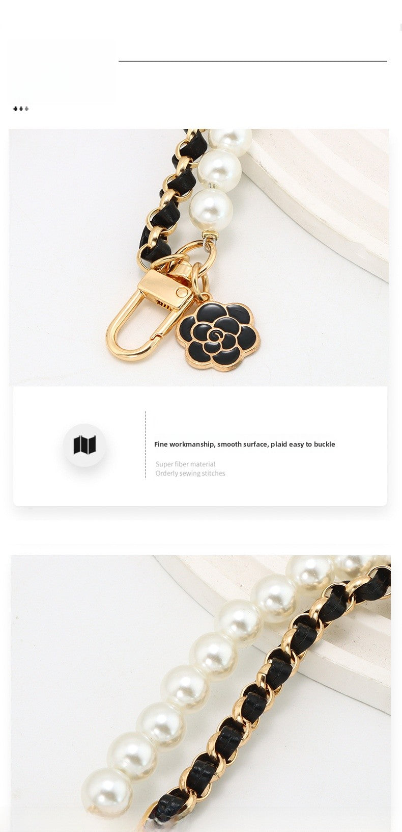 Pearl Bag Strap Made Of Durable Metal For Stylish And Elegant Bag Accessories