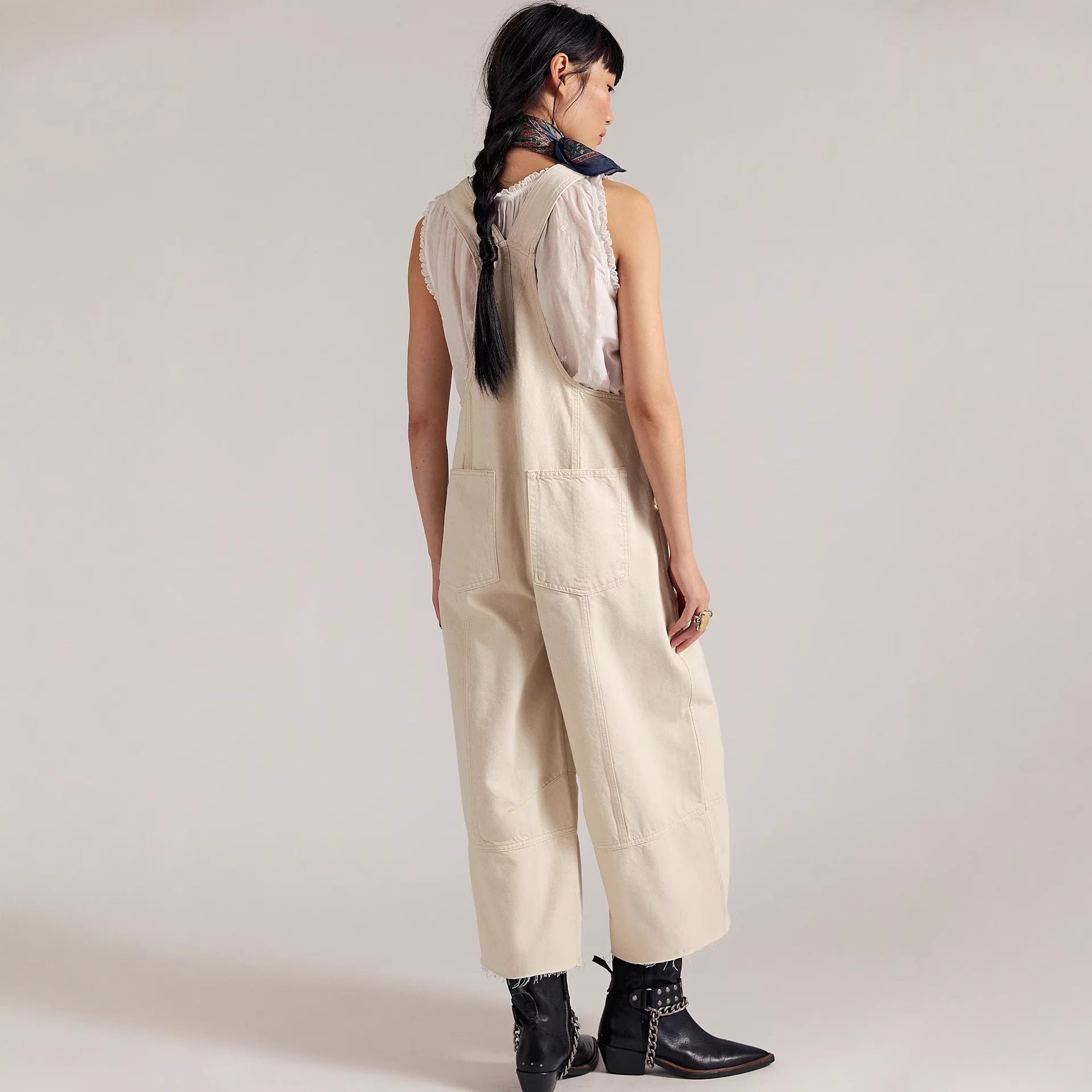Women's Inelastic Denim Cotton Dungarees Full Length Casual Jeans With Washed Finish For Spring