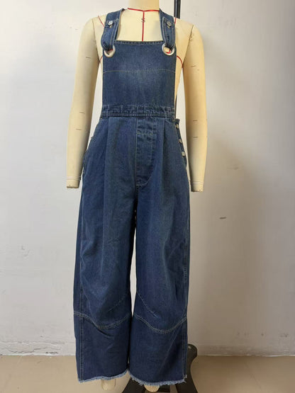 Women's Inelastic Denim Cotton Dungarees Full Length Casual Jeans With Washed Finish For Spring