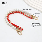 Light Gold Chain + Red Leather Pearl, Total Length 27CM
