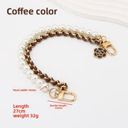 Light Gold Chain + Coffee-colored Pearls, Total Length 27CM