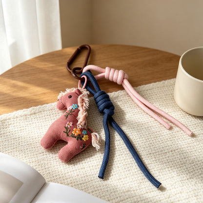 Multicolor Knitted Horse Key Chain In Cloth Material Featuring Cute Style