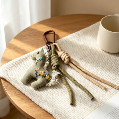 Multicolor Knitted Horse Key Chain In Cloth Material Featuring Cute Style