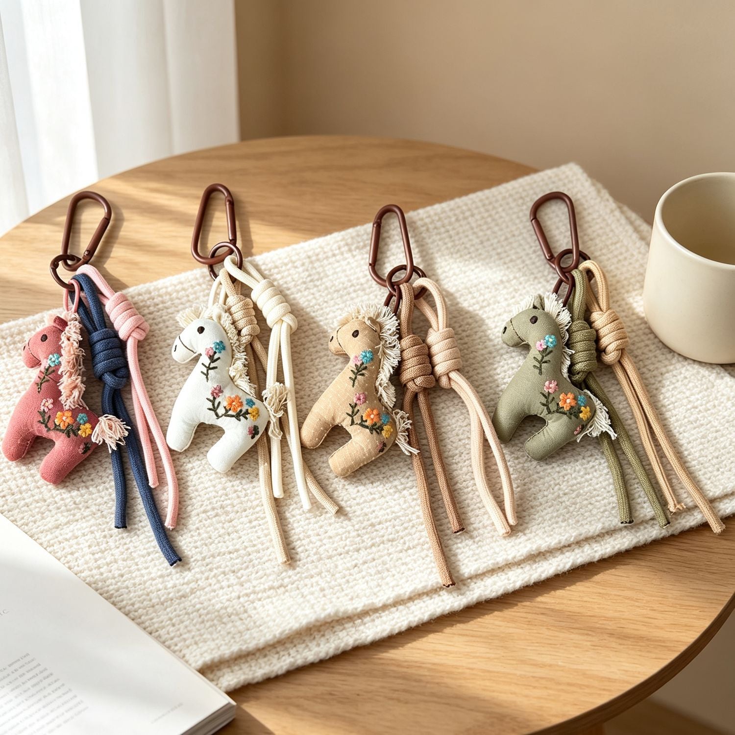 Multicolor Knitted Horse Key Chain In Cloth Material Featuring Cute Style