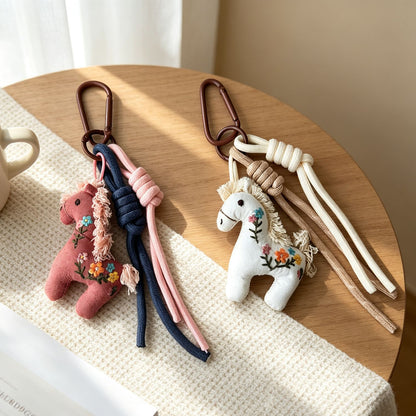Multicolor Knitted Horse Key Chain In Cloth Material Featuring Cute Style