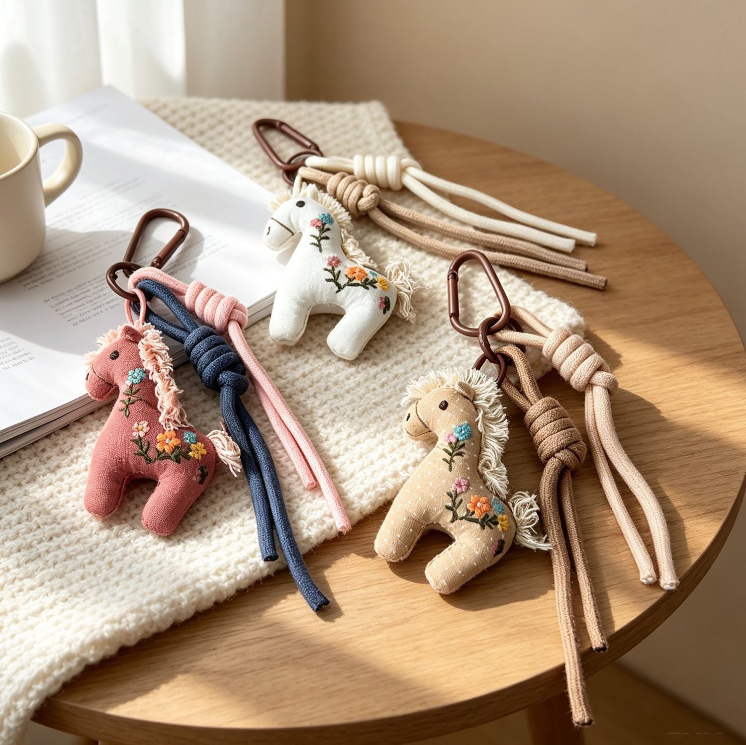 Multicolor Knitted Horse Key Chain In Cloth Material Featuring Cute Style