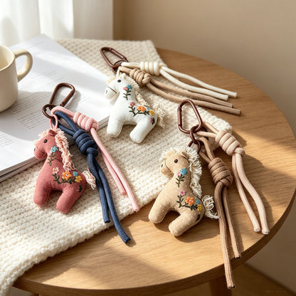 Multicolor Knitted Horse Key Chain In Cloth Material Featuring Cute Style