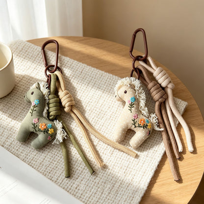 Multicolor Knitted Horse Key Chain In Cloth Material Featuring Cute Style