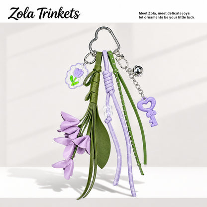 Lavender Knitted Flowers Bag Pendant In Acrylic Material With Cute Style, Perfect For Spring Accessories