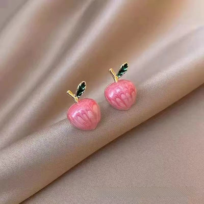 Sweet Flowers Tassel Earrings For Unisex In Natural Pink Alloy, Featuring Stud Design