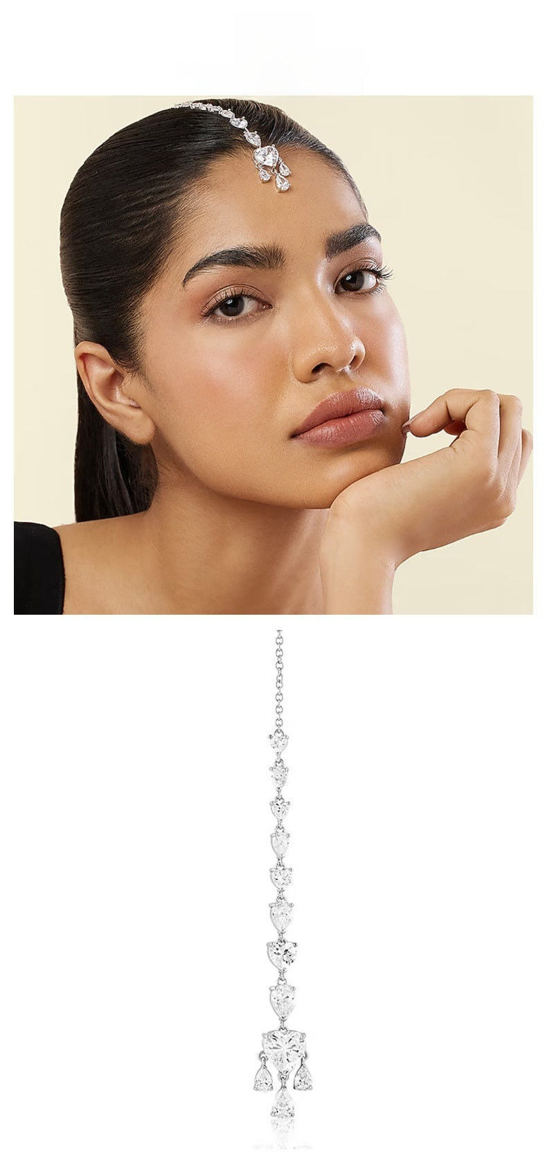 Heart Shape Hair Chain For Women In Mixed Materials With Silver Zircon Inlay, Ideal For Autumn Hairpin Accessory