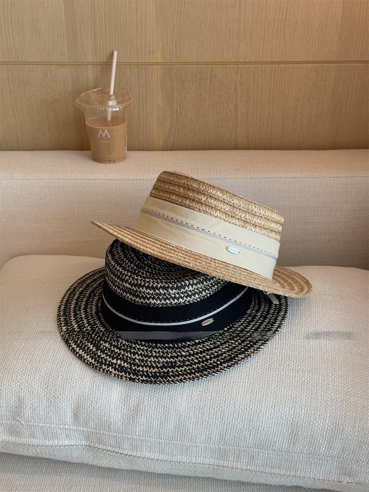 French Style Women’s Stripe Straw Hat With Short Brim, Featuring UV Protection And Braid Craftsmanship