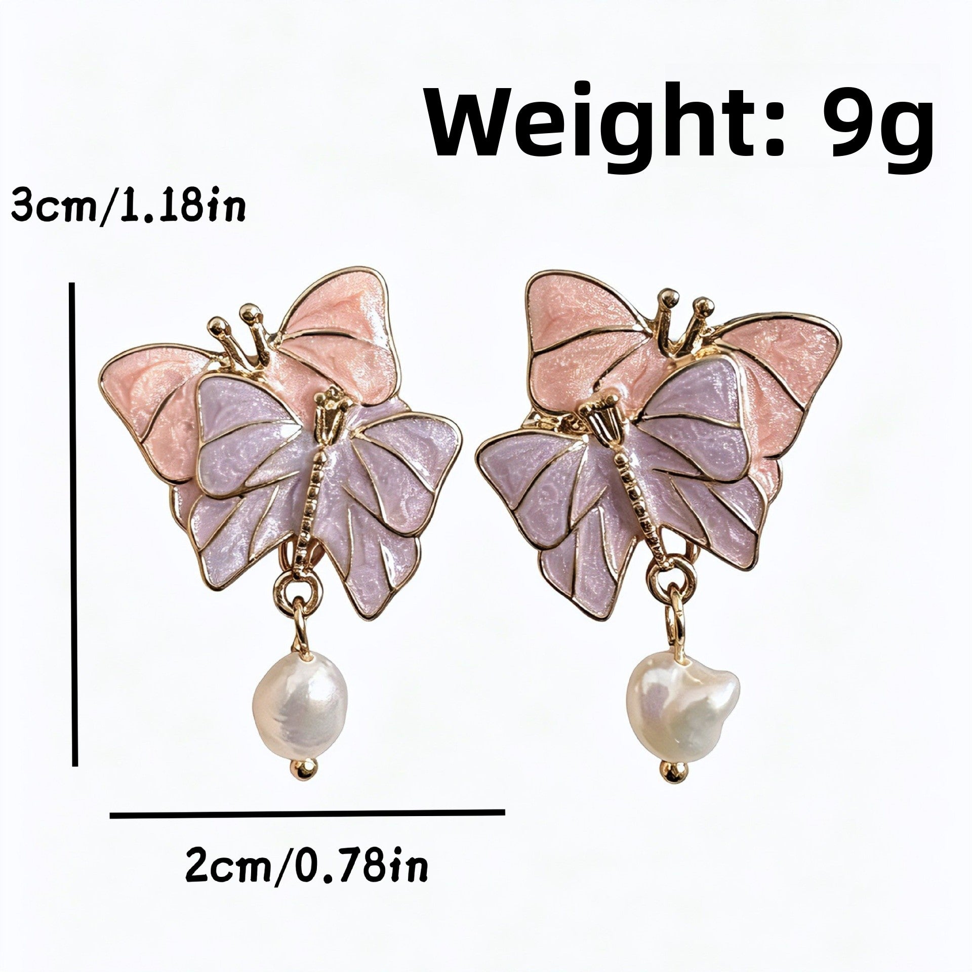 Butterfly Stud Earrings For Unisex Featuring Enamel Craft In Silver Alloy With 925 Sterling Silver Ear Pins