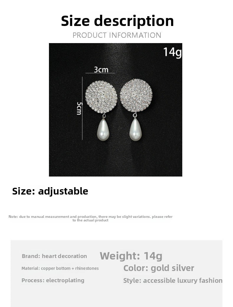 Retro Round Silver Clip Earrings For Women Featuring Rhinestones Inlay