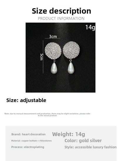 Retro Round Silver Clip Earrings For Women Featuring Rhinestones Inlay
