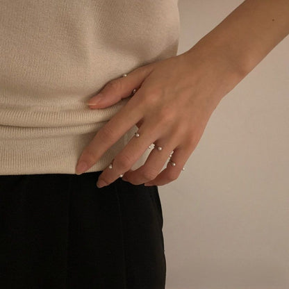 Simple Style Round Open Ring For Women, 1 Piece Alloy With Electroplated Finish And Artificial Pearl Inlay