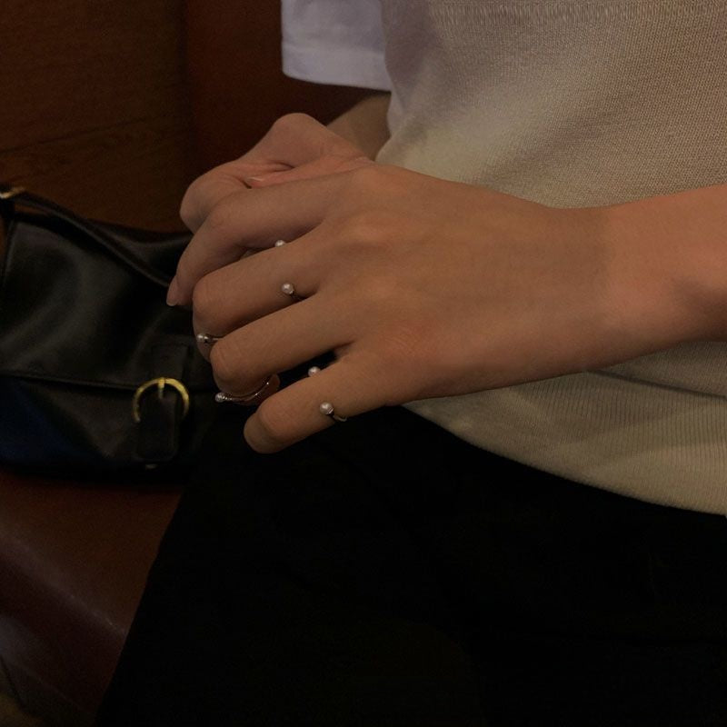 Simple Style Round Open Ring For Women, 1 Piece Alloy With Electroplated Finish And Artificial Pearl Inlay