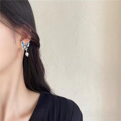 Retro Butterfly Earrings For Women With 925 Sterling Silver Studs Featuring Enamel Craftsmanship