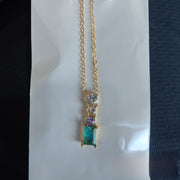 【8478】Ice Blue Square Clavicle Chain