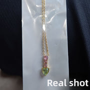 【8473】Green Peach Heart Clavicle Chain