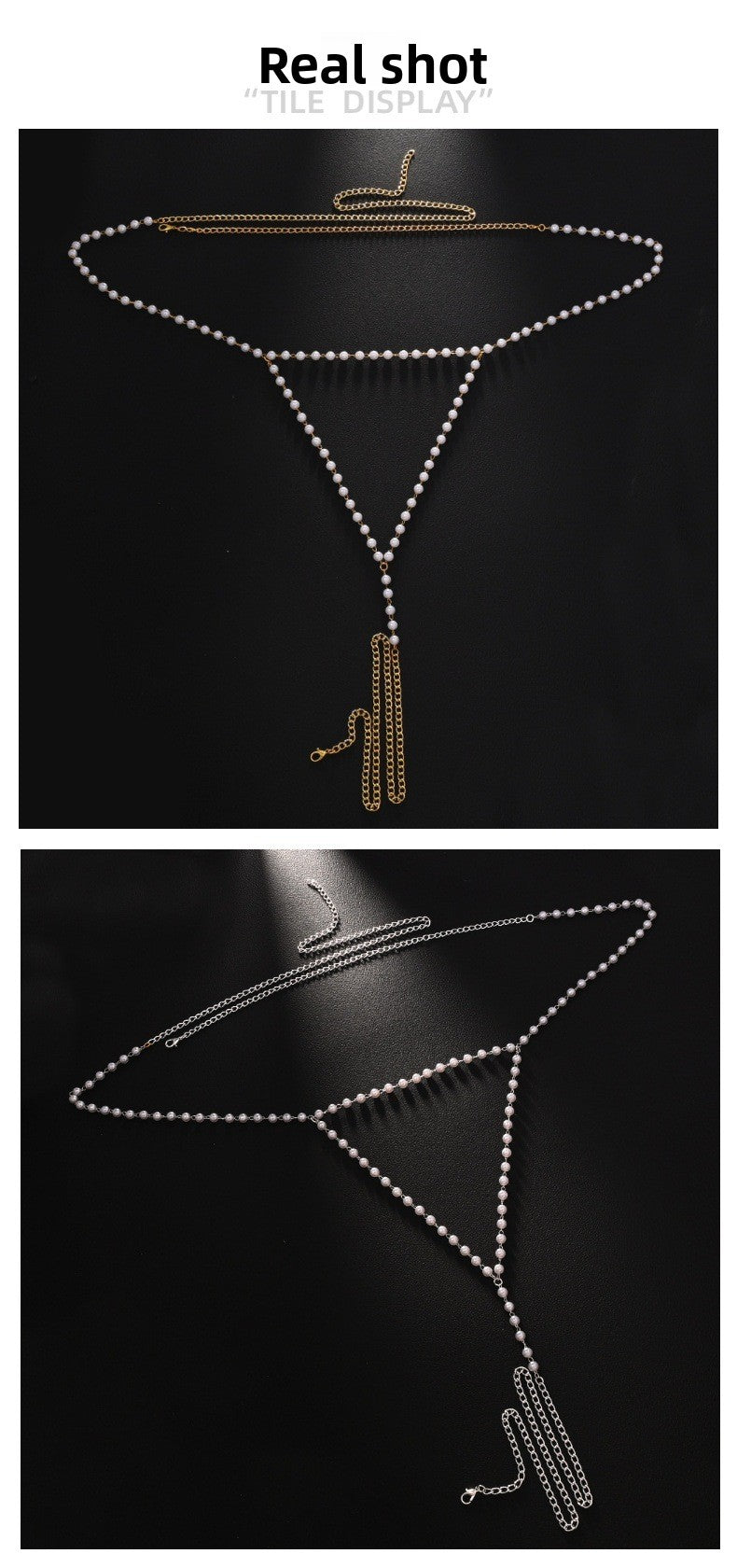 Trillion-cut Silver Body Chain For Unisex Featuring Rhinestones And White Crystal With Electroplated Finish