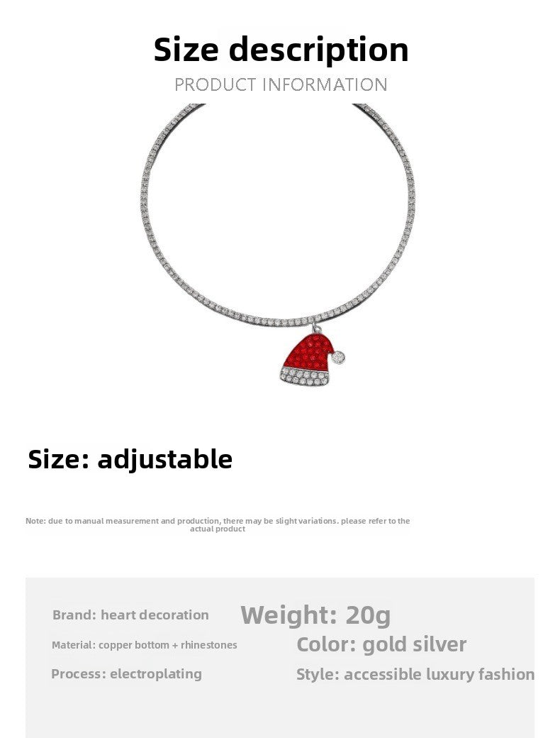 Santa Claus Choker Necklace For Women In Alloy With Rhinestones, Perfect Christmas Jewelry Accessory