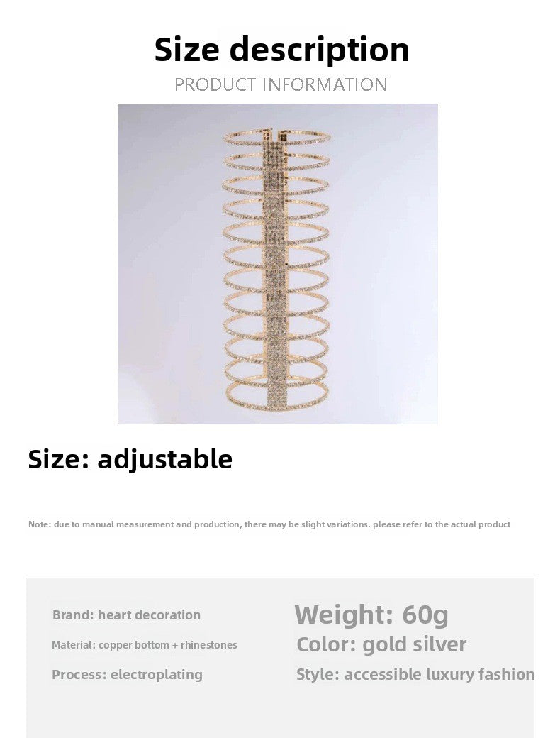 Exaggerated Geometric Silver Alloy Bangle For Women With Rhinestone Inlay