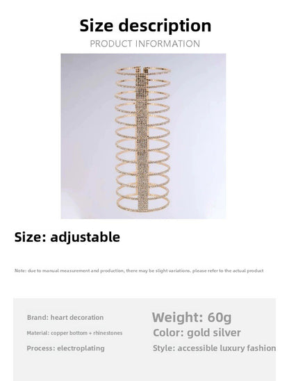 Exaggerated Geometric Silver Alloy Bangle For Women With Rhinestone Inlay