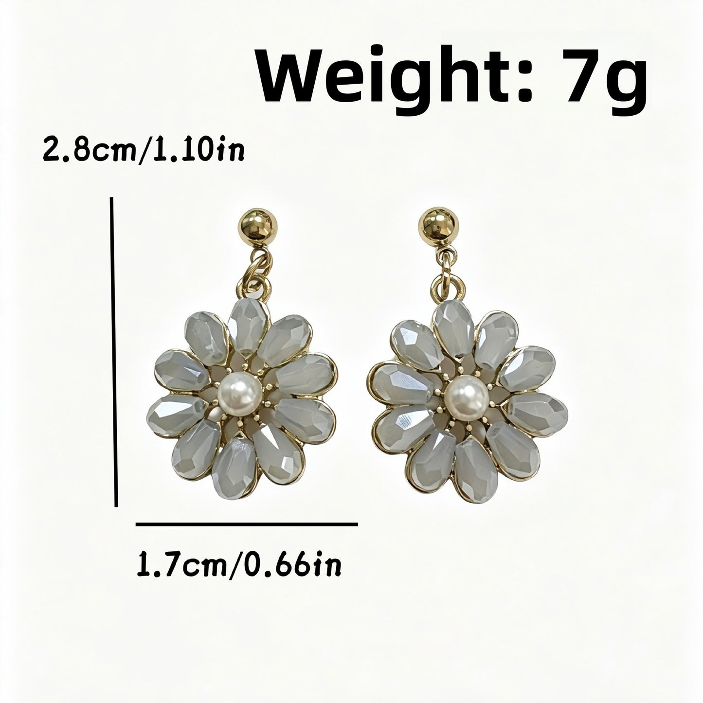 Petal Stud Earrings For Unisex Featuring Light Blue Crystal Inlay And Zinc Alloy With Copper Ear Pins