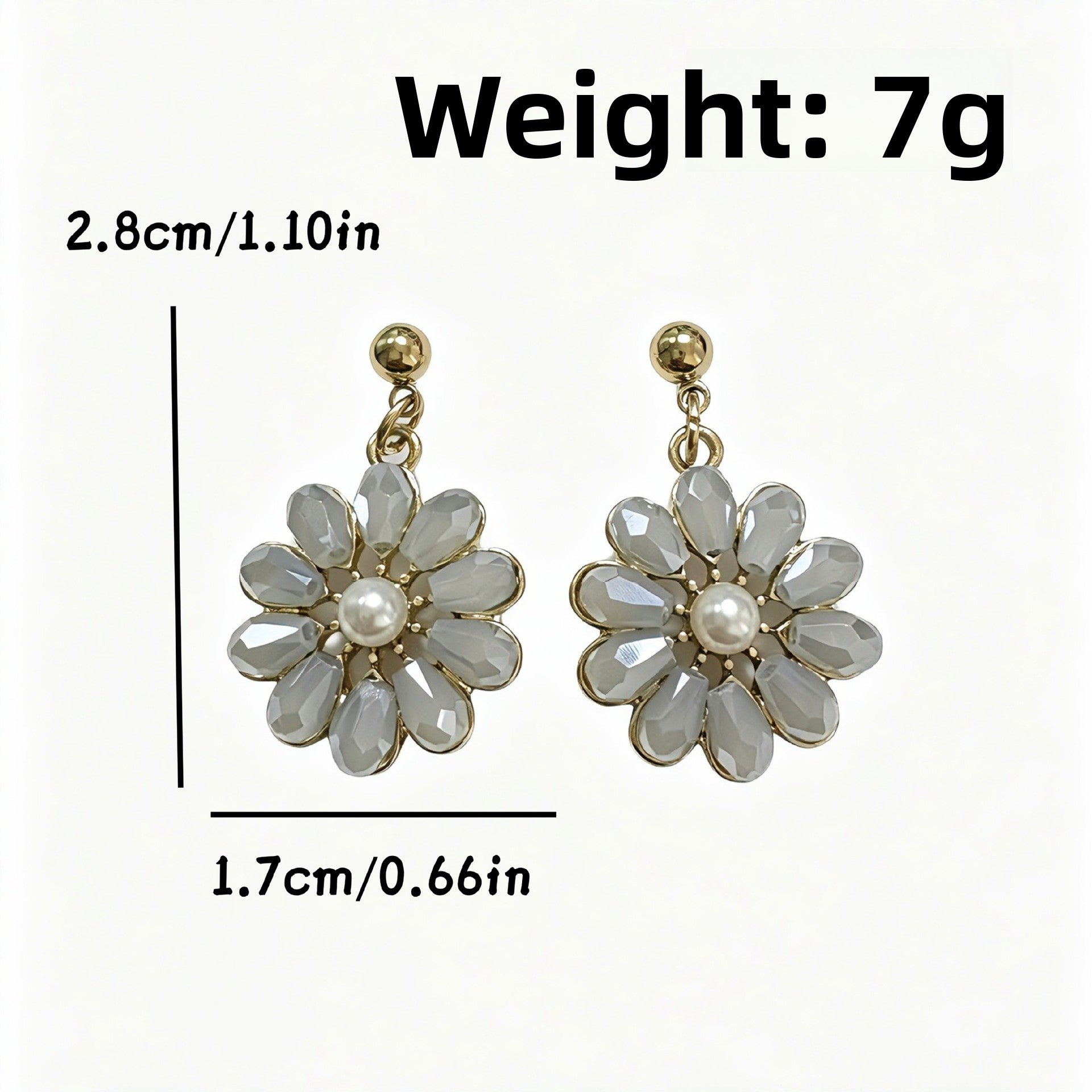 Petal Stud Earrings For Unisex Featuring Light Blue Crystal Inlay And Zinc Alloy With Copper Ear Pins