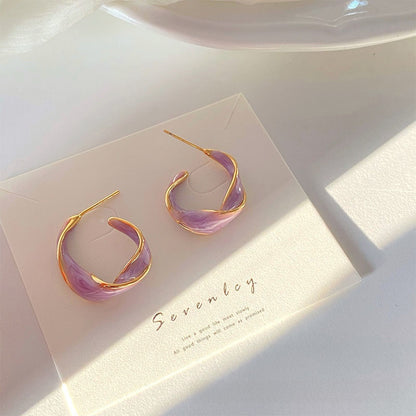 For Unisex Purple Alloy Earrings Featuring Electroplated Craftsmanship With Retro Style Stud Earrings