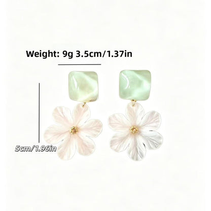 Petal Stud Earrings For Unisex Featuring Green Enamel Design With 925 Sterling Silver Alloy Posts