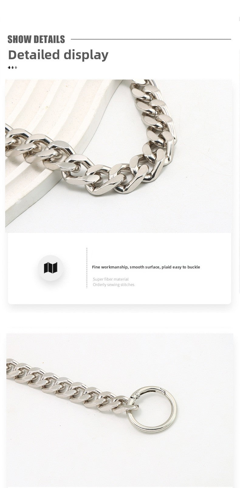 Solid Color Metal Bag Strap With Sweet Style For Elegant And Chic Accessories