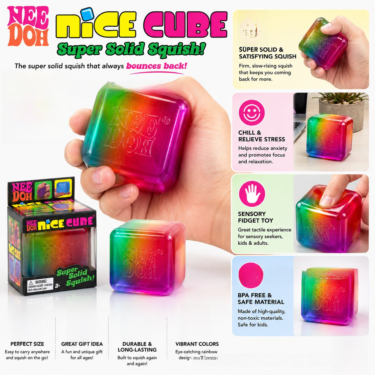 Rainbow Squishy Toy Slow Rebound Soft Stress Relief Sensory Toy For Kids And Adults